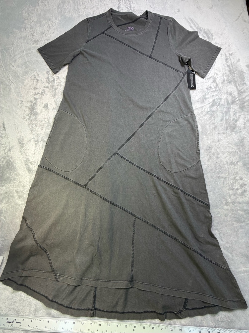 LOGO Icebreaker Charcoal Gray Women’s Midi Dress Summer M 100% Cotton